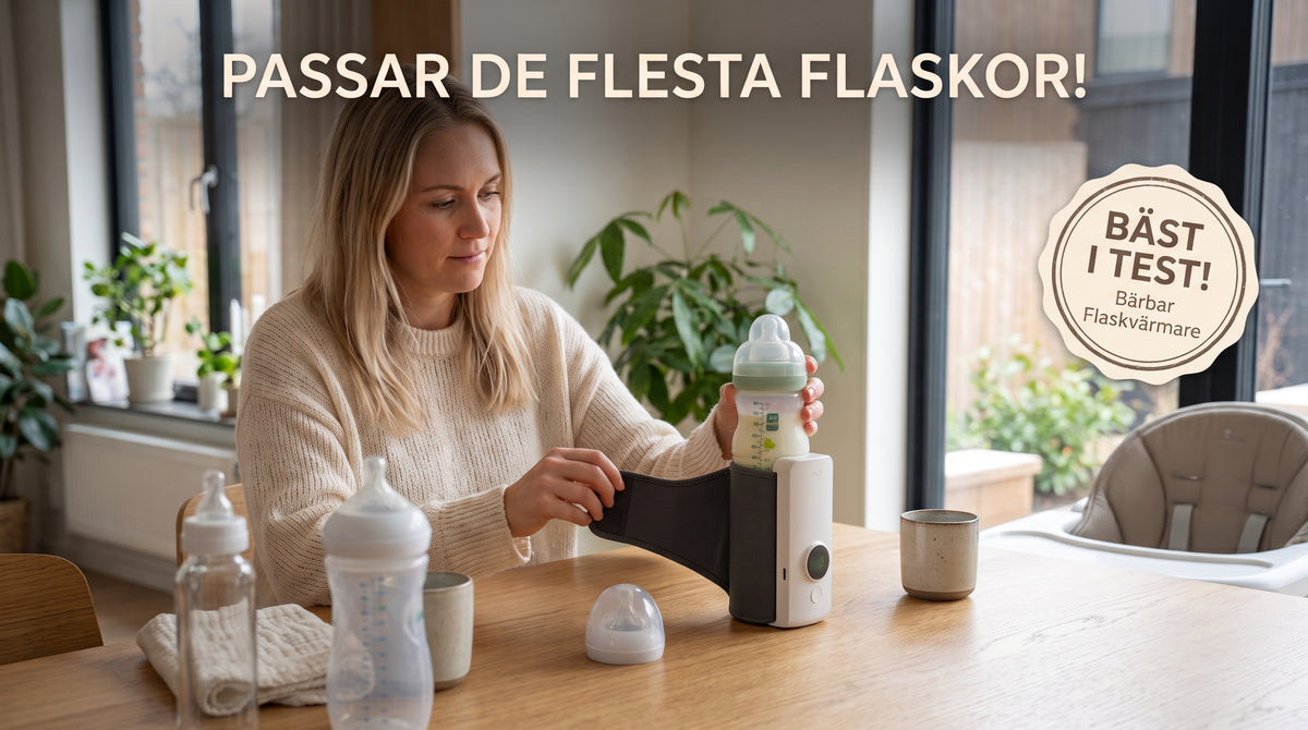 Portabel flaskvärmare – laddningsbar & sladdlös med display